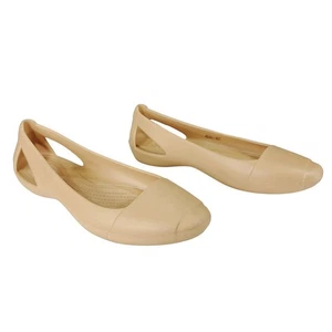 Crocs Ballet Flats sz 9 Women Sienna Iconic Nude Beige Cutout Comfortable Shoes - Picture 1 of 13