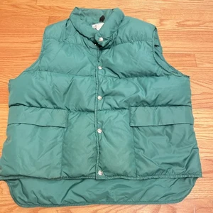 Mens Vintage Woolrich Retro Puffy  Down Puffer Vest XL Green Snap 50’s 60’s 70’s - Picture 1 of 10