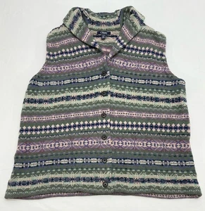 Maglione gilet vintage anni 80/90 Chaps Fair Isle bottoni collo scialle cotone/misto XL - Foto 1 di 10