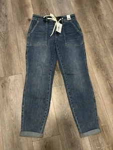 Judy Blue Jeans Jogger Women’s 5 27 Hi Rise Medium Wash Mom Boho Double Cuffed - Picture 1 of 11