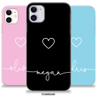 Personalised Phone Case For iPhone 12 11 Pro 14 13 15 Name Heart Silicone Cover