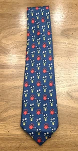 HERMÈS 7484 IA blaue Krawatte rot Gießkanne Blumentopf 100% Seide LUXUS Krawatte FRANKREICH - Bild 1 von 5