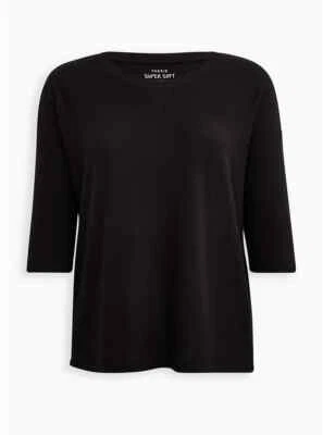 Torrid Super Soft Plush Long Sleeve Dolman Lounge Tee Black 4 4X 26 #B40623 - Image 1 of 4