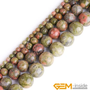 Natürlicher Unakit Jaspis Edelstein Runde Perlen für Schmuckherstellung 15 Zoll 4 mm 6 mm 8 mm - Bild 1 von 41
