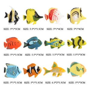 12pcs/set Ocean Tropical Fish Aquarium PVC Toy Sea Animals Figure Doll Kids Gift - Picture 1 of 1