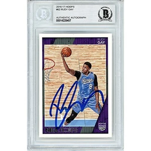 Rudy Gay Signed 2016-17 Hoops #62 Card AUTO Beckett Slabbed Sacramento Kings - Picture 1 of 5