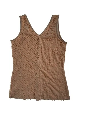 Kate Hill Peach Ruffled Sleeveless V-Neck Top PS Small  Stretch Classic Cute Y2K - Image 1 of 4