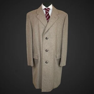 Vintage Overcoat Coat 44/46 L Beige Wool Blend Louisoder German 50’s 60’s Large - Picture 1 of 14