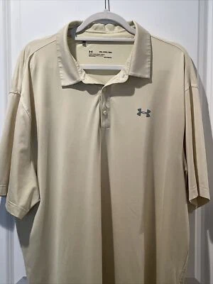 Under Armour HeatGear Golf Polo Shirt Mens 2XL XXL Short Sleeve Yellow Loose Fit - Image 1 of 4