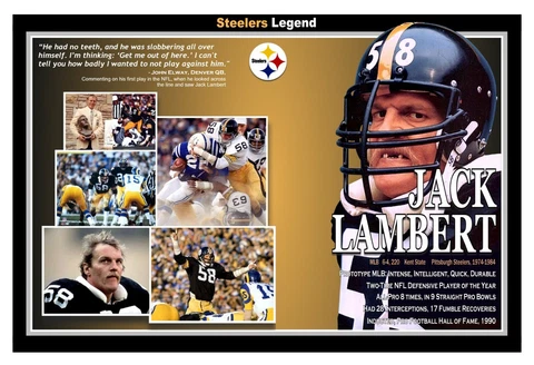 Pittsburgh Steeler Great Middle Linebacker Jack Lambert 19”x13” Commemorative Po Cover