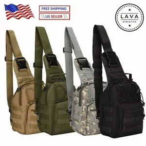 Men Molle Pouch Tactical Chest Shoulder Sling Bag Fanny Pack Cross Body Backpack - Picture 1 of 19
