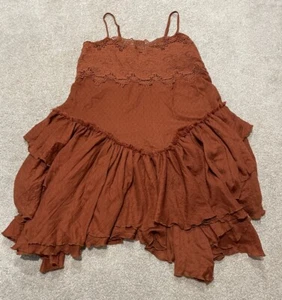 Free People Size S Burnt Orange Tiered Lace Mini Dress - Picture 1 of 6