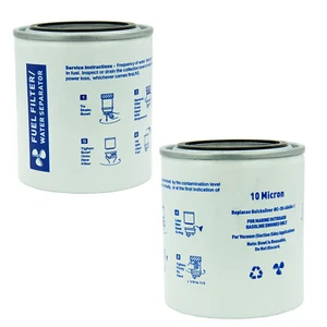 2X Outboard Fuel Filter Element Boat Fuel Water Separator Filter 10 Micron - Picture 1 of 7