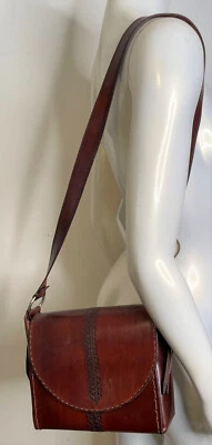 复古 70 年代手工工具皮革手提包钱包方形冲压嬉皮波西米亚 — 第 1/4 张图片