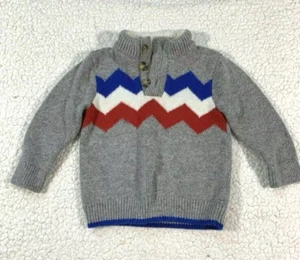Gap Baby Grey Knit Sweater Mock Neck Cotton Wool Size 12-18 Months Preppy - Picture 1 of 4