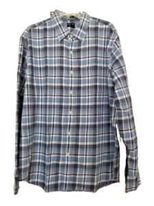 J Crew men's flannel shirt L multicolor plaid nwots cotton long sleeve - Picture 1 of 3