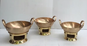 Thai Traditional Wok Brass & Stove Burner Set Small for Food Dessert Katathong - Picture 1 of 48