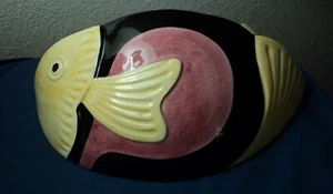 ITALIAN ZANOLLI FISH WALLPOCKET/PLANTER HANDPAINTED - Picture 1 of 6