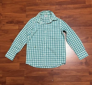 Old Navy Boys Green and White Plaid Long Sleeve Button Down Shirt Size Medium - Picture 1 of 7