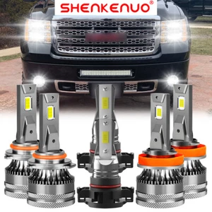 For GMC Sierra 1500 2500 HD 2007-2013 LED High Low Headlight Fog Light Bulbs V15 - Picture 1 of 17