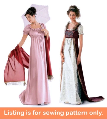 SEWING PATTERN Womens Costume Dress Gown Regency Era Jane Austen Bridgerton 2493 - Image 1 of 3