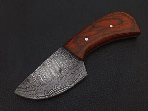 6" CUSTOM HAND MADE DAMASCUS STEEL SKINNER KNIFE WOOD HANDLE W/SHEATH 5306 - Picture 1 of 8