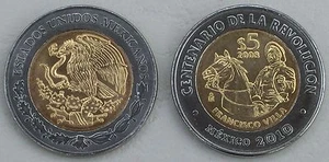 Mexiko 5 Pesos Gedenkmünze 2008 Revolution: Francisco Villa KM# 899 unz. - Bild 1 von 1