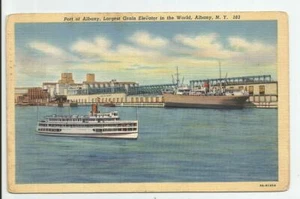Port of Albany Largest Grain Elevator in World New York Postcard 1940 Linen NY - Picture 1 of 2