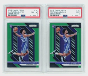 2018-19 Prizm Green Marvin Bagley lll RC #181 Kings PSA 8 & 9/2 Card Lot - Picture 1 of 2