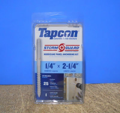 Pacote com 25 Tapcon 1/4" x 2-1/4" kit de âncoras de painel furacão 35235 novo! - Imagem 1 de 4