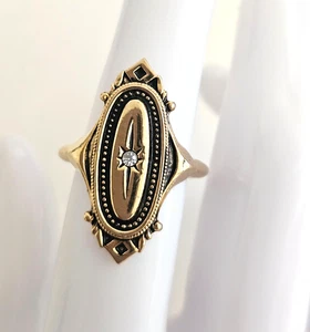 Vintage Avon 1976 Kensington Ring Goldtone Victorian Revival Signed Sz 6-7 - Picture 1 of 5