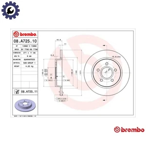 2x BRAKE DISC 08.A725.11 FOR FORD AUSTRALIA PNDA 1.6L TXDB 2.0L R9DA/MGDA 2.0L - Picture 1 of 10