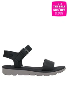 RRP€110 TIMBERLAND Leather Sandals US6.5 UK3.5 EU36.5 Black Logo Buckle Flat - Imagen 1 de 5