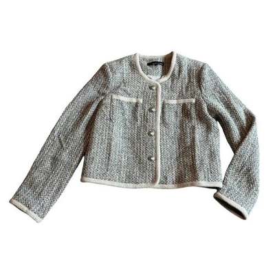 Chaqueta Blazer Amanda + Chelsea Mezcla Lana Abotonada Tweed Clásica Talla Mediana Foto 1 de 4