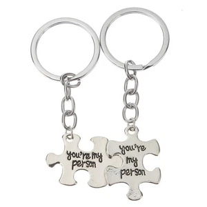 2 PIEZAS Letras Puzzle Llavero Hombre Acero Inoxidable Anillo Decorativo - Imagen 1 de 11
