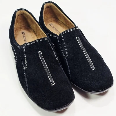 Naturalizer Womens Fadrina Comfort Loafers Size 7.0 M Black Suede Slip-on Shoes - Image 1 of 4