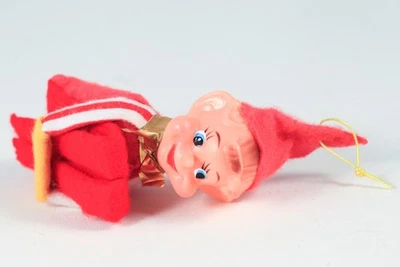 DE COLECCIÓN Delta Knee Hugger Sentado Elfo Ornamento Rojo Metálico Pequeño 5" Japón Años 60 Foto 1 de 4