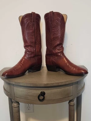 RARO! Botas de caubói TO Stanley Western couro marrom masculinas tamanho 8.5D - Imagem 1 de 4