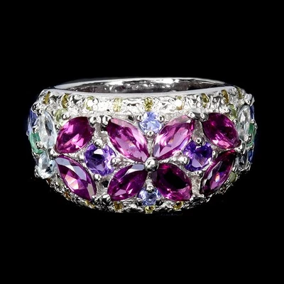 925纯银戒指侯爵夫人红石翡翠宝石珠宝首饰尺寸8.5 — 第 1/4 张图片