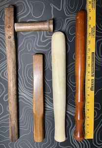Vintage Wooden Nightstick Baton Bat Cudgel Solid Wood- Lot of 4 - Picture 1 of 3