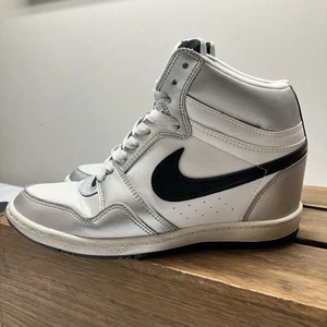 Nike FORCE Sky High Sneakers White Silver Glitter Black Hidden Wedge US 8.5 - Bild 1 von 20