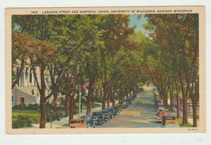 University of Wisconsin Madison Wisconsin Cars 1950 Vintage Postcard P20 - Imagen 1 de 2