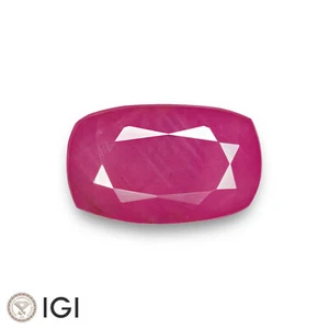 IGI Certified WEST AFRICA Ruby 4.53 Ct. Natural Untreated CUSHION Vivid Pink-Red - Picture 1 of 5