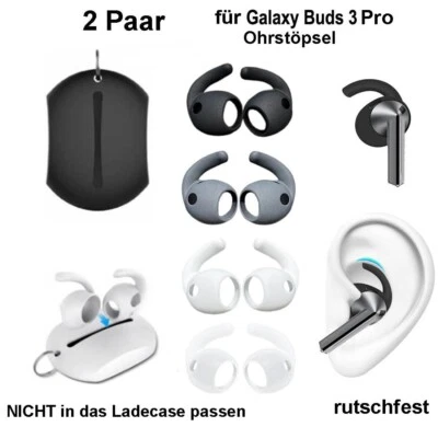 TOPETECH 2 Paar Ohrstöpsel für Samsung Galaxy Buds 3 Pro Anti-Rutsch Ohrhörer-Abdeckungen