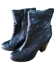 Frye Patty Artisan Zip Womens 7.5M Ankle Boots Black Leather - Picture 1 of 12
