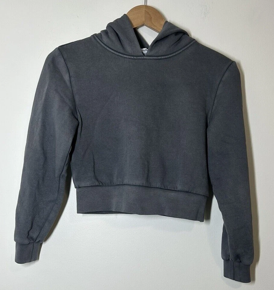 Gap Teen Crop Hoodie Gray Long Sleeve Cotton Blend Girls Size 8 - Image 1 of 4