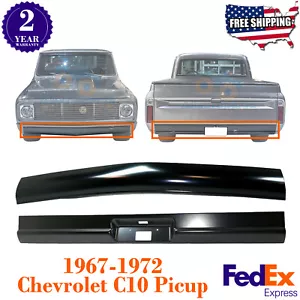 Front + Rear Bumper Roll Pan Primed For 1967-1972 Chevrolet C10 Pickup Fleetside - Picture 1 of 8