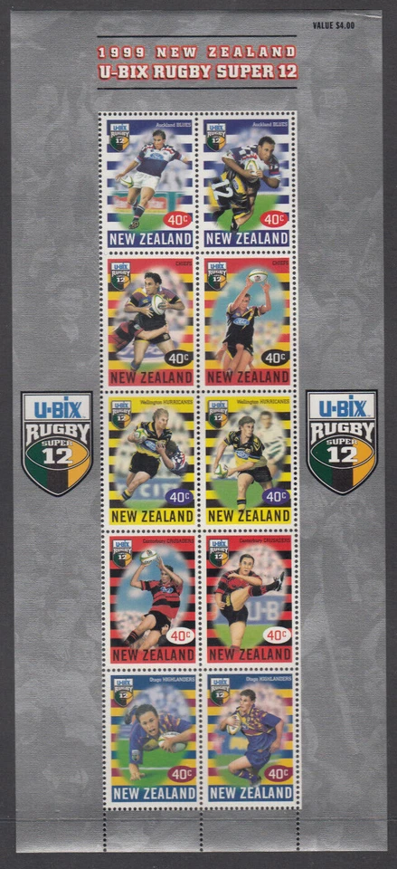 NEW ZEALAND – 1999 “U-BIX RUGBY SUPER 12 / SPORT” 10v MS (MUH) - image 1 of 1
