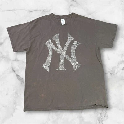 纽约洋基队联锁纽约球员标志棕色灰色衬衫 T 恤大号 — 第 1/4 张图片