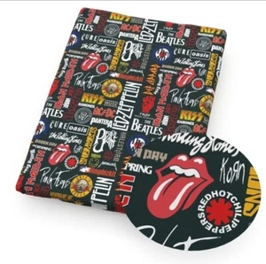Rock Band Beatles Bands Music 100% Cotton craft fabric 20x55" 1142945 half meter - Picture 1 of 2